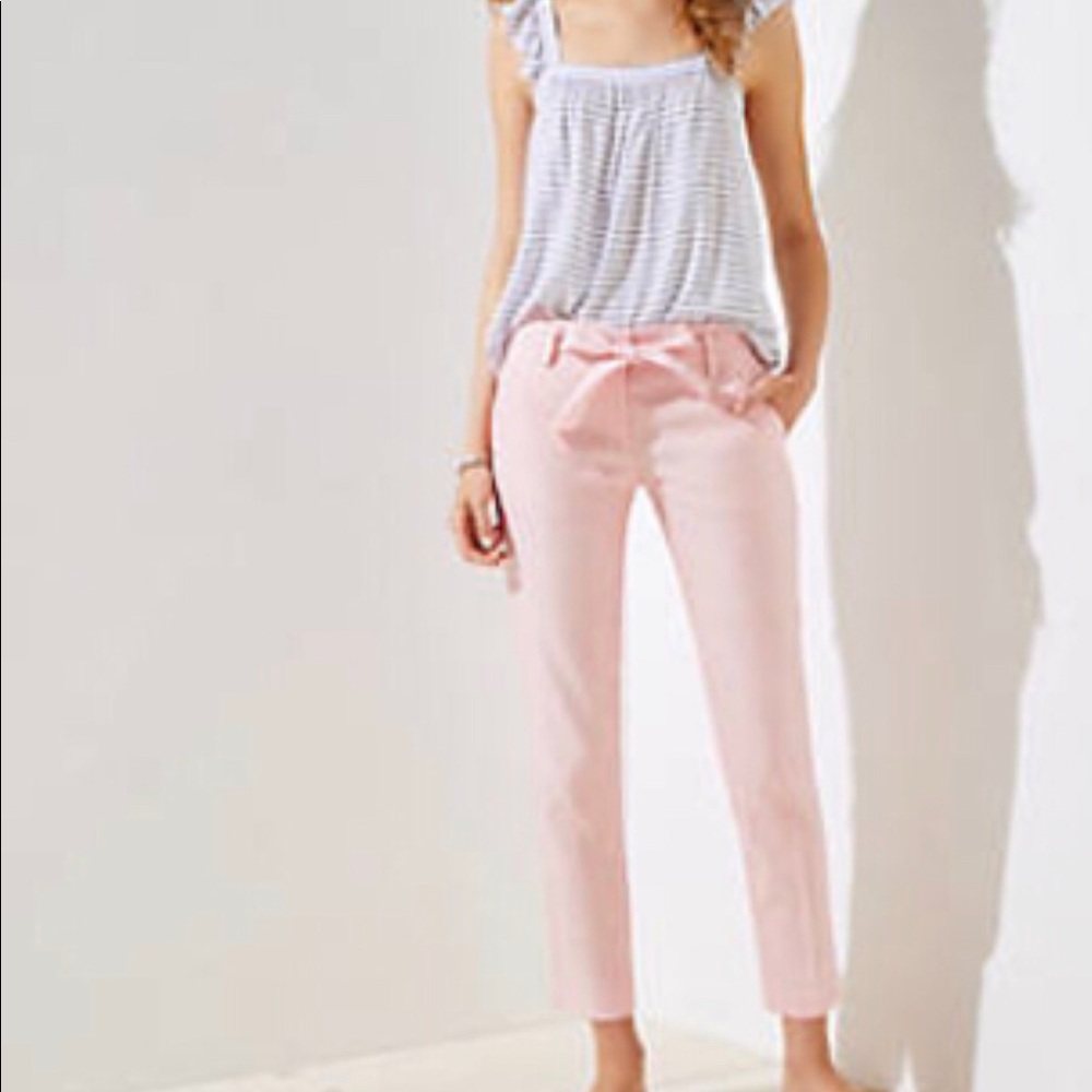 LOFT slim textured tie waist pencil pan